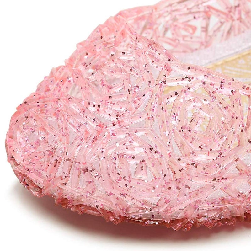 techcity Princess Girls Sandals Dress Up Dance Party Cosplay Jelly Shoes for Kids Toddler Mary Janes (A-Pink, Numeric_13_Point_5) - Image 3
